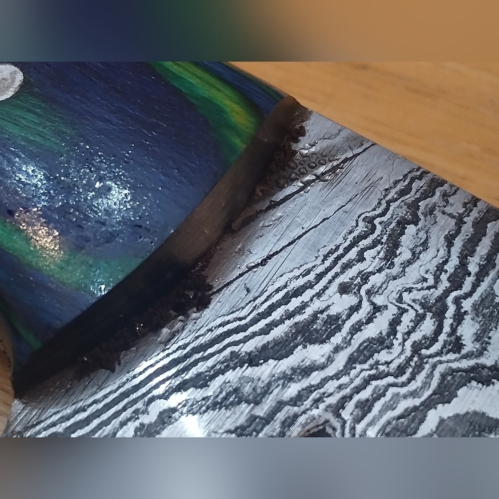 New Damascus steel blade men's hunting knife with sheath - Picture 6 of 9